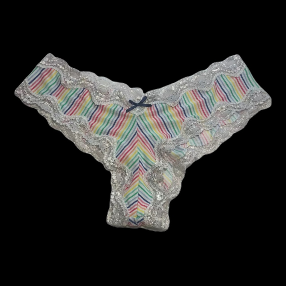 VTG 2011 Victoria's Secret VS Sexy Little Things Cheeky Panty Rainbow stripe M